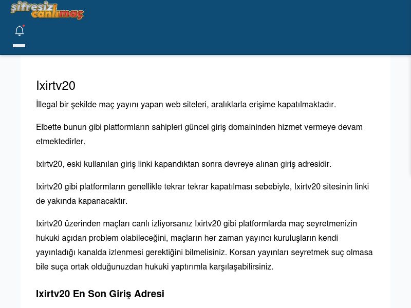 Ixirtv20 Güncel Giriş - Şifresiz canlı maç izle - Ekran Görüntüsü