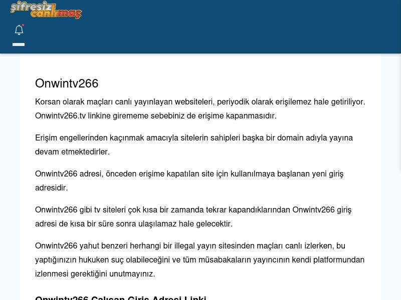 Onwintv266 Güncel Giriş - Şifresiz canlı maç izle - Ekran Görüntüsü