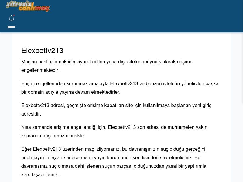 Elexbettv213 Giriş Linki - Şifresiz canlı maç izle - Ekran Görüntüsü