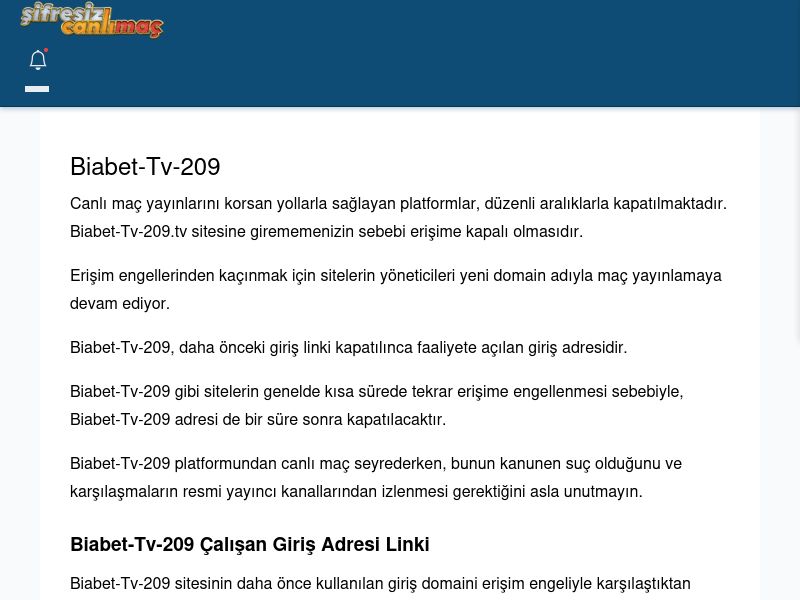 Biabet-Tv-209 Güncel Giriş - Şifresiz canlı maç izle - Ekran Görüntüsü