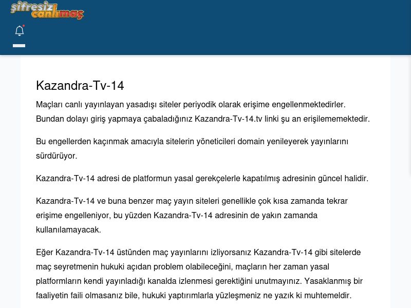 Kazandra-Tv-14 Güncel Giriş - Şifresiz canlı maç izle - Ekran Görüntüsü