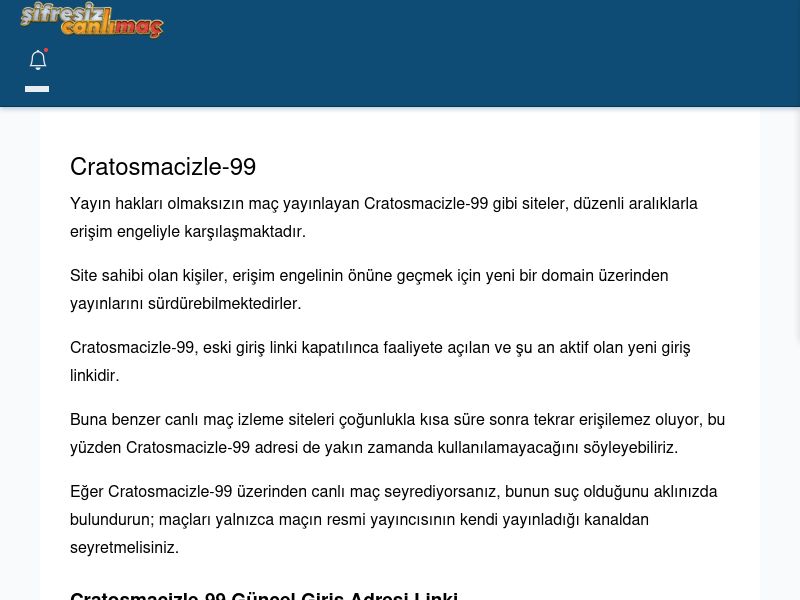 Cratosmacizle-99 Canlı Maç - Şifresiz canlı maç izle - Ekran Görüntüsü