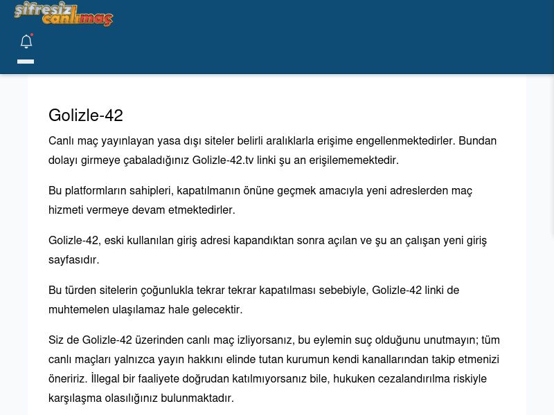 Golizle-42 Maç İzle - Şifresiz canlı maç izle - Ekran Görüntüsü