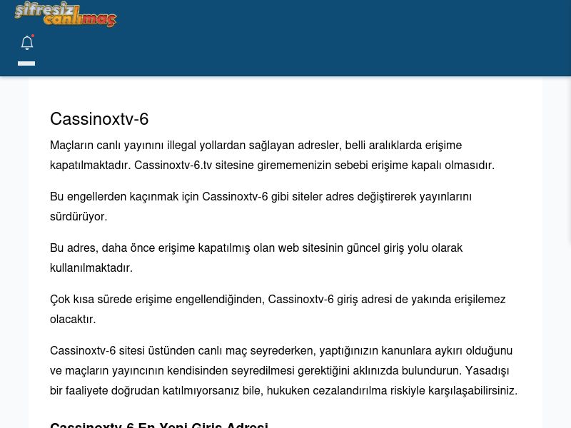 Cassinoxtv-6 Giriş Linki - Şifresiz canlı maç izle - Ekran Görüntüsü