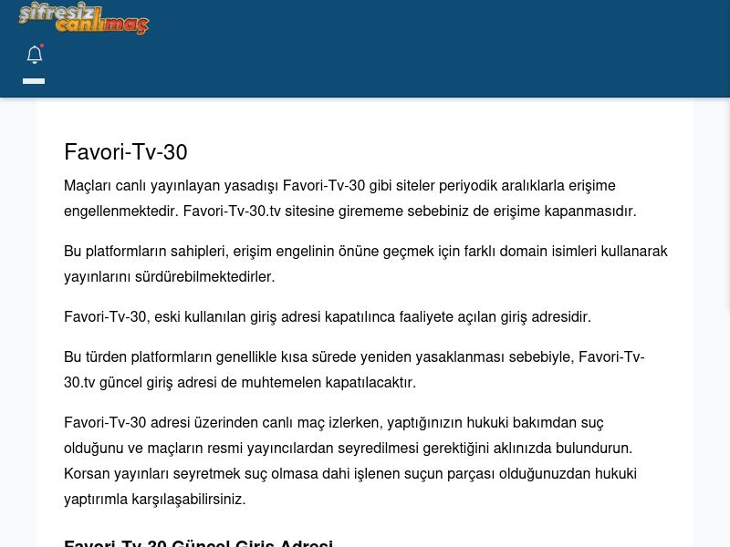 Favori-Tv-30 Maç İzle - Şifresiz canlı maç izle - Ekran Görüntüsü