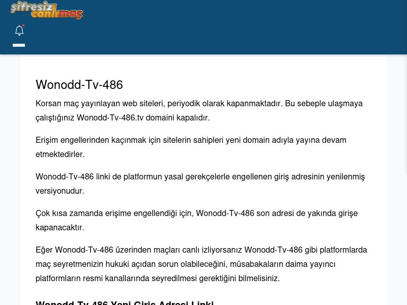 Wonodd-Tv-486 Canlı Maç İzle - Şifresiz canlı maç izle - Ekran Görüntüsü
