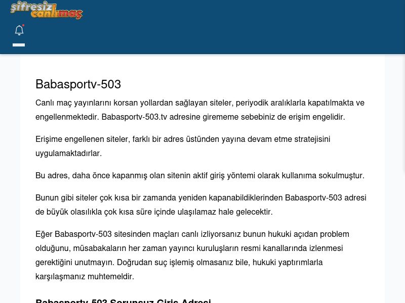 Babasportv-503 Canlı Maç İzle - Şifresiz canlı maç izle - Ekran Görüntüsü