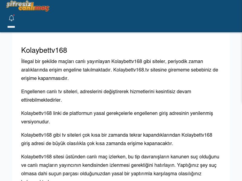 Kolaybettv168 Güncel Giriş - Şifresiz canlı maç izle - Ekran Görüntüsü