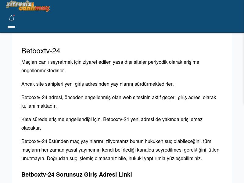 Betboxtv-24 Maç İzle - Şifresiz canlı maç izle - Ekran Görüntüsü