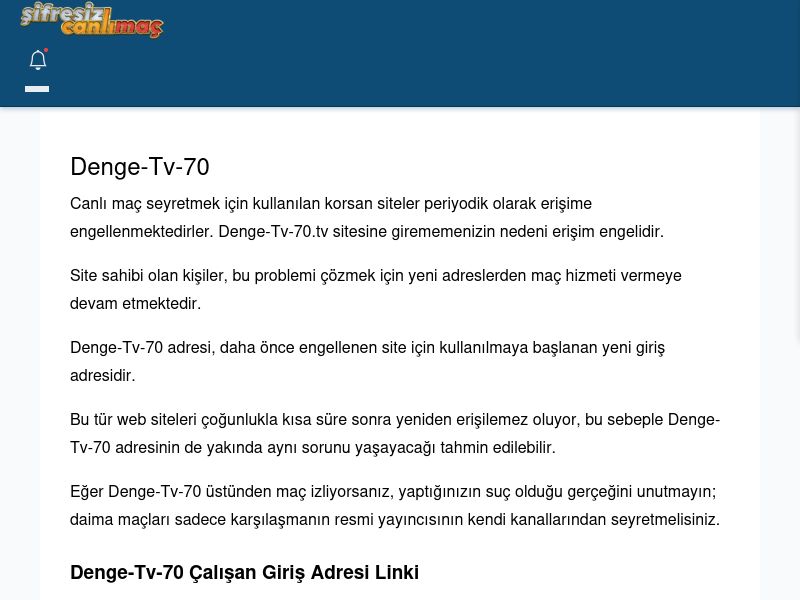 Denge-Tv-70 Güncel Giriş - Şifresiz canlı maç izle - Ekran Görüntüsü