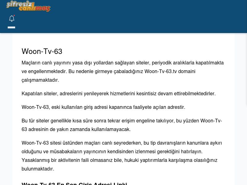 Woon-Tv-63 Maç İzle - Şifresiz canlı maç izle - Ekran Görüntüsü