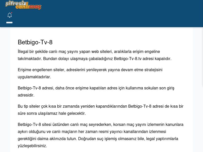 Betbigo-Tv-8 Güncel Giriş - Şifresiz canlı maç izle - Ekran Görüntüsü