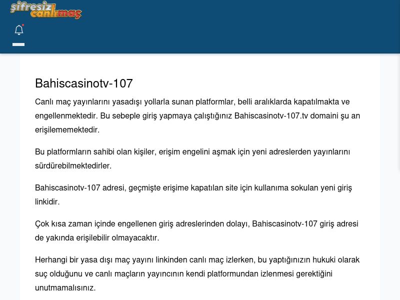 Bahiscasinotv-107 Güncel Giriş - Şifresiz canlı maç izle - Ekran Görüntüsü