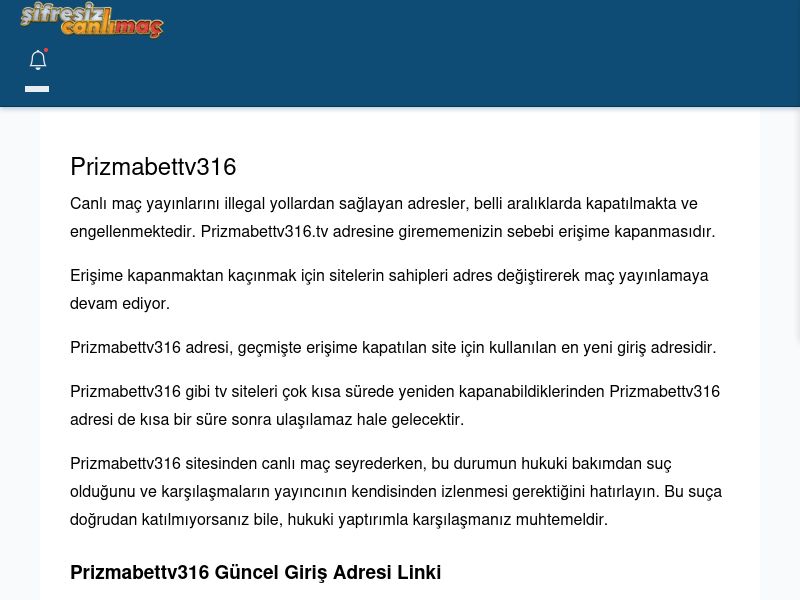 Prizmabettv316 Güncel Giriş - Şifresiz canlı maç izle - Ekran Görüntüsü
