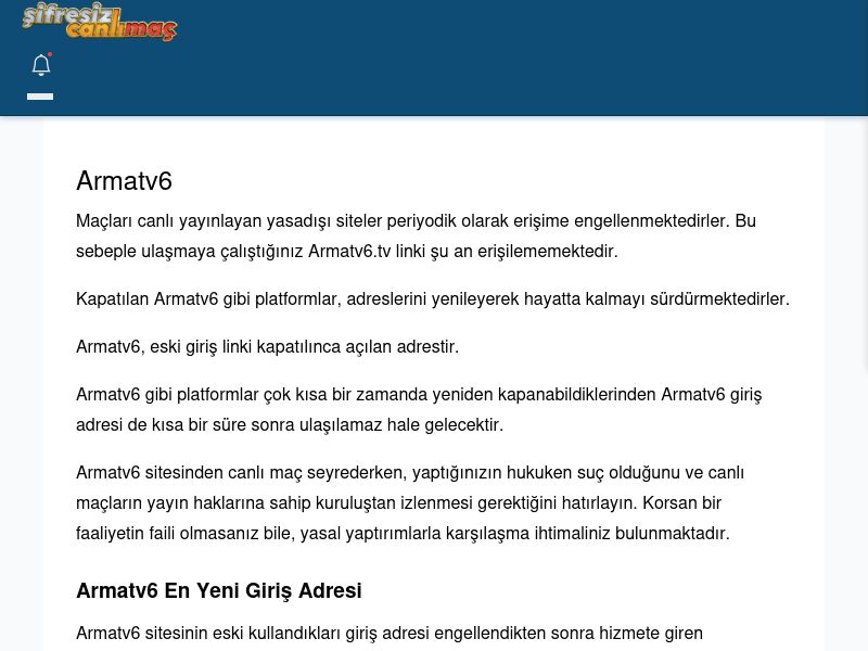 Armatv6 Canlı Maç - Şifresiz canlı maç izle - Ekran Görüntüsü
