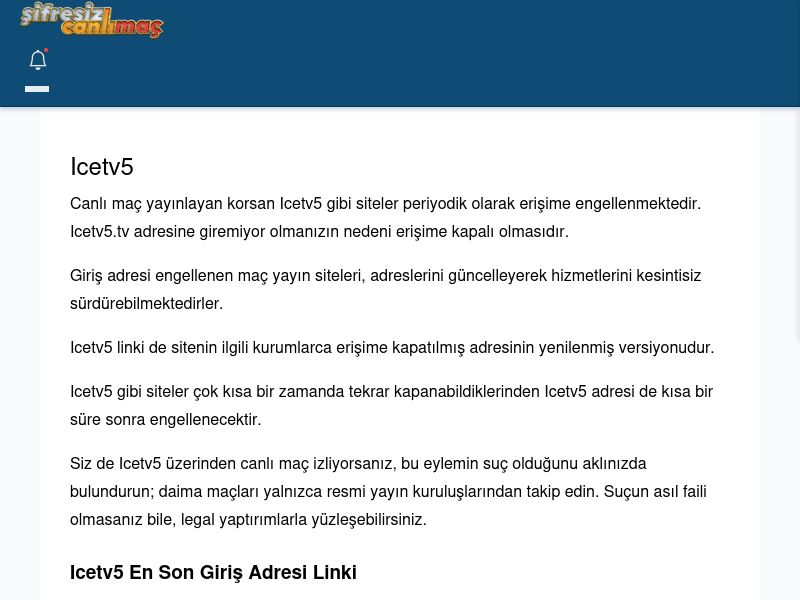 Icetv5 Güncel Giriş - Şifresiz canlı maç izle - Ekran Görüntüsü