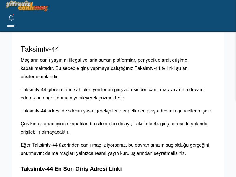 Taksimtv-44 Güncel Giriş - Şifresiz canlı maç izle - Ekran Görüntüsü