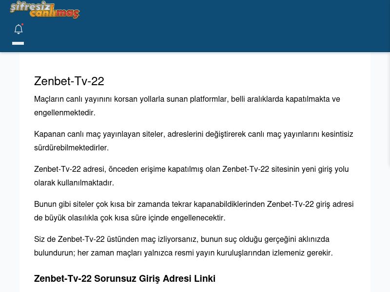 Zenbet-Tv-22 Canlı Maç - Şifresiz canlı maç izle - Ekran Görüntüsü