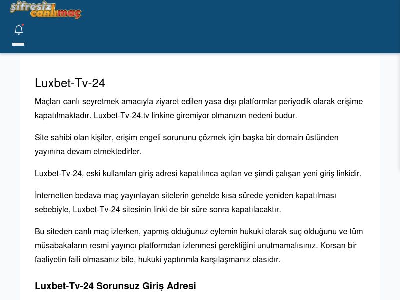 Luxbet-Tv-24 Maç İzle - Şifresiz canlı maç izle - Ekran Görüntüsü