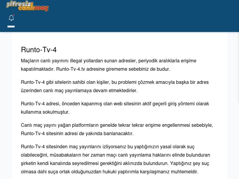 Runto-Tv-4 Canlı Maç - Şifresiz canlı maç izle - Ekran Görüntüsü