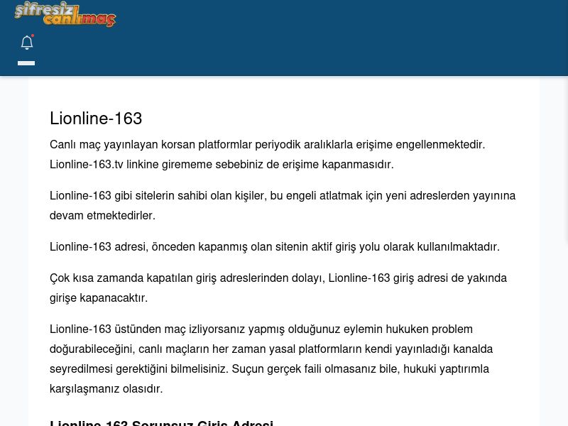 Lionline-163 Canlı Maç İzle - Şifresiz canlı maç izle - Ekran Görüntüsü