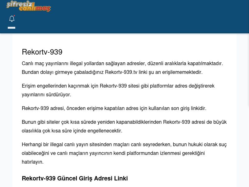 Rekortv-939 Güncel Giriş - Şifresiz canlı maç izle - Ekran Görüntüsü