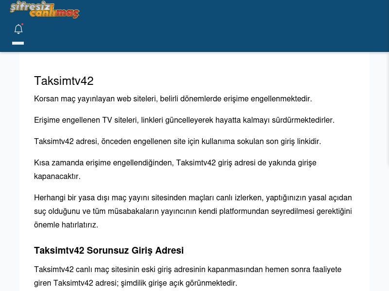Taksimtv42 Giriş Linki - Şifresiz canlı maç izle - Ekran Görüntüsü