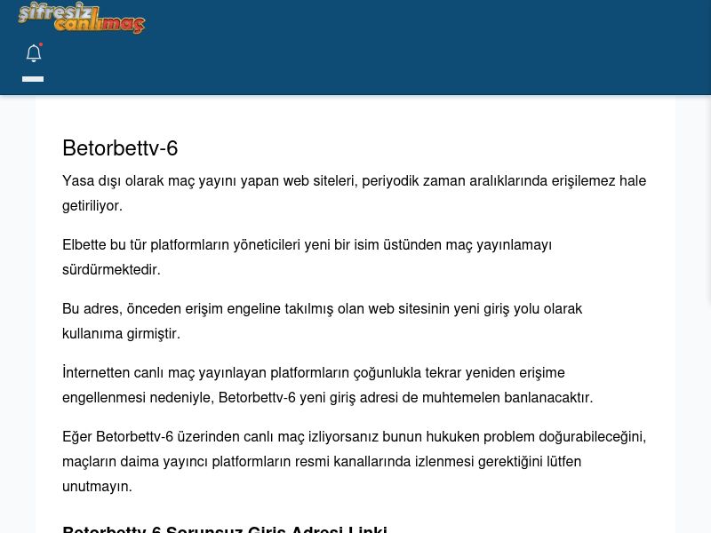 Betorbettv-6 Canlı Maç İzle - Şifresiz canlı maç izle - Ekran Görüntüsü