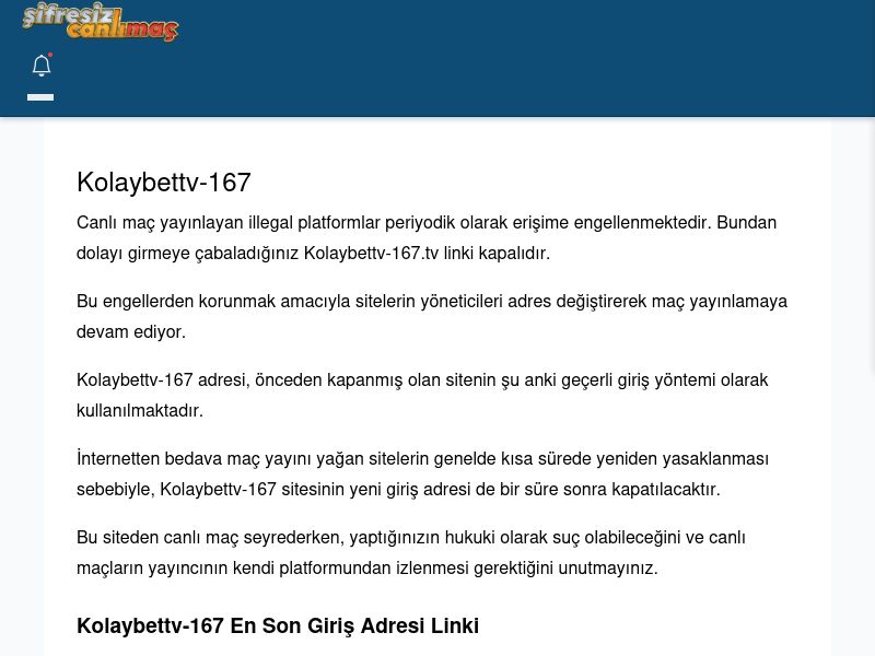 Kolaybettv-167 Canlı Maç - Şifresiz canlı maç izle - Ekran Görüntüsü