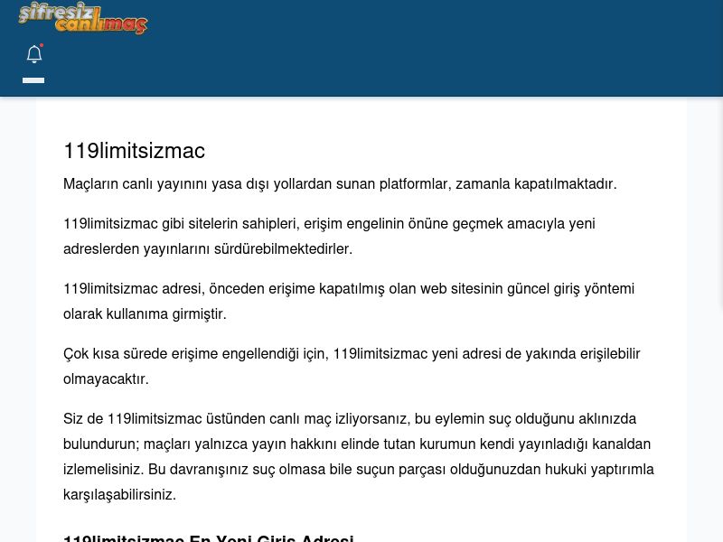 119limitsizmac Canlı Maç İzle - Şifresiz canlı maç izle - Ekran Görüntüsü