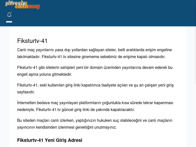 Fiksturtv-41 Canlı Maç İzle - Şifresiz canlı maç izle - Ekran Görüntüsü