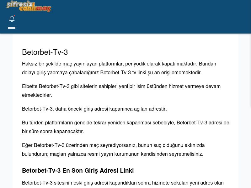 Betorbet-Tv-3 Canlı Maç İzle - Şifresiz canlı maç izle - Ekran Görüntüsü