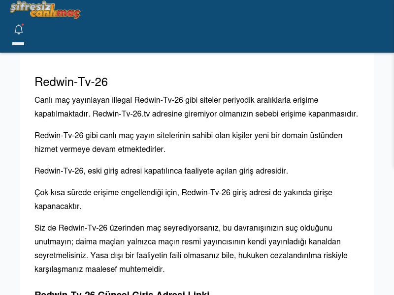 Redwin-Tv-26 Canlı Maç İzle - Şifresiz canlı maç izle - Ekran Görüntüsü