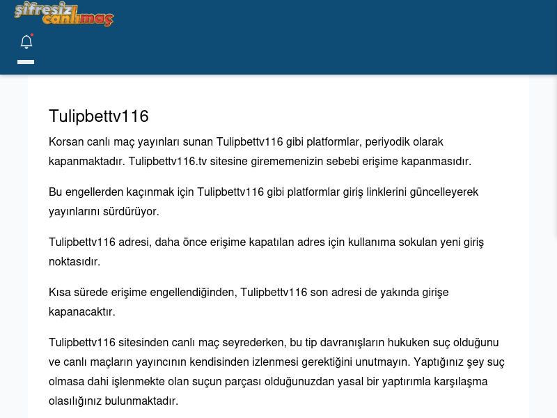 Tulipbettv116 Canlı Maç - Şifresiz canlı maç izle - Ekran Görüntüsü