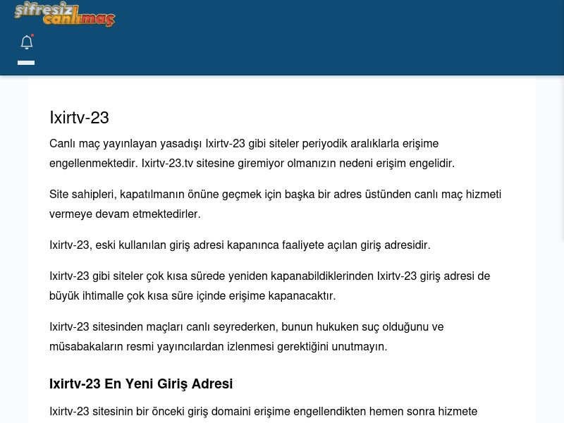 Ixirtv-23 Giriş Linki - Şifresiz canlı maç izle - Ekran Görüntüsü