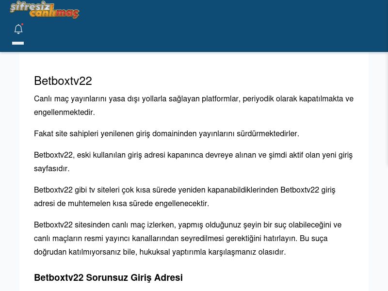 Betboxtv22 Canlı Maç - Şifresiz canlı maç izle - Ekran Görüntüsü