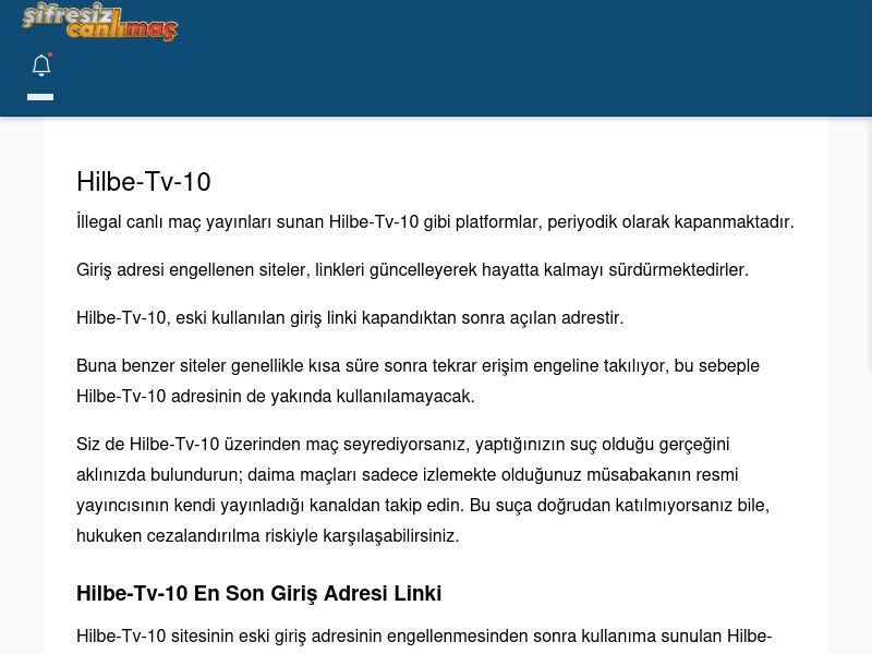 Hilbe-Tv-10 Canlı Maç - Şifresiz canlı maç izle - Ekran Görüntüsü