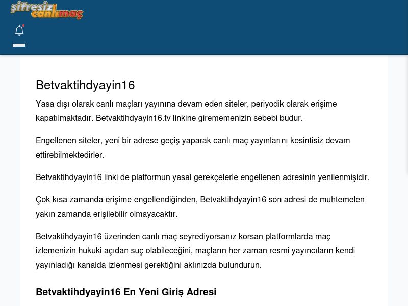 Betvaktihdyayin16 Canlı Maç - Şifresiz canlı maç izle - Ekran Görüntüsü