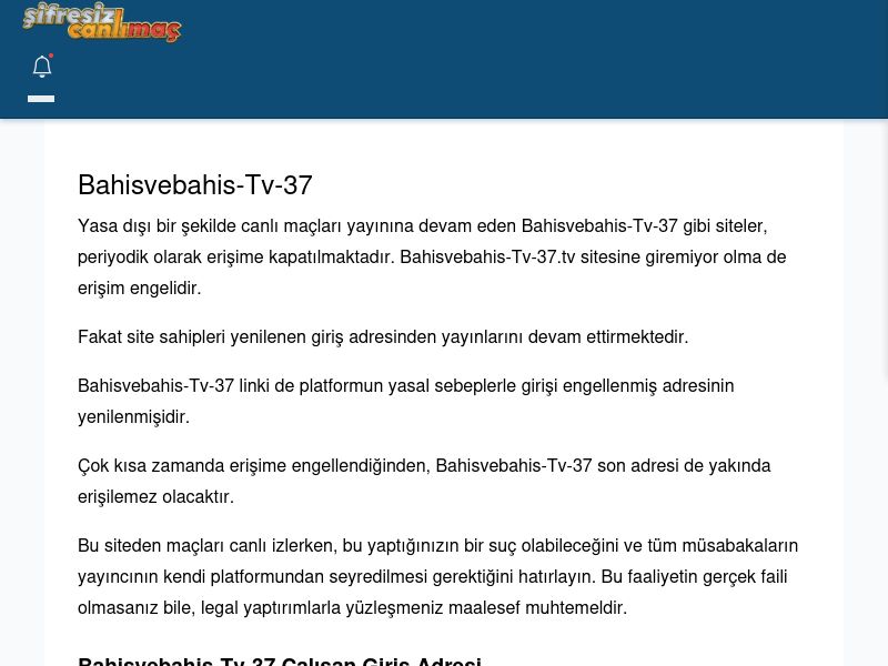 Bahisvebahis-Tv-37 Maç İzle - Şifresiz canlı maç izle - Ekran Görüntüsü