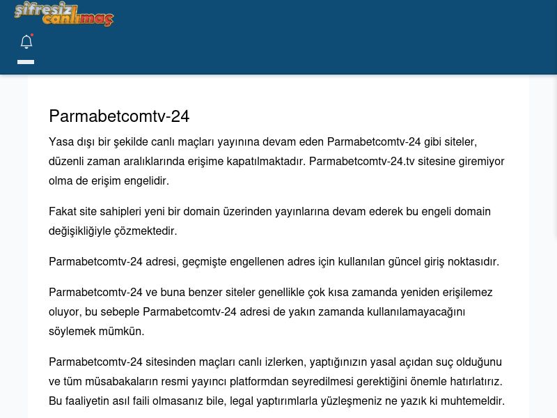 Parmabetcomtv-24 Güncel Giriş - Şifresiz canlı maç izle - Ekran Görüntüsü