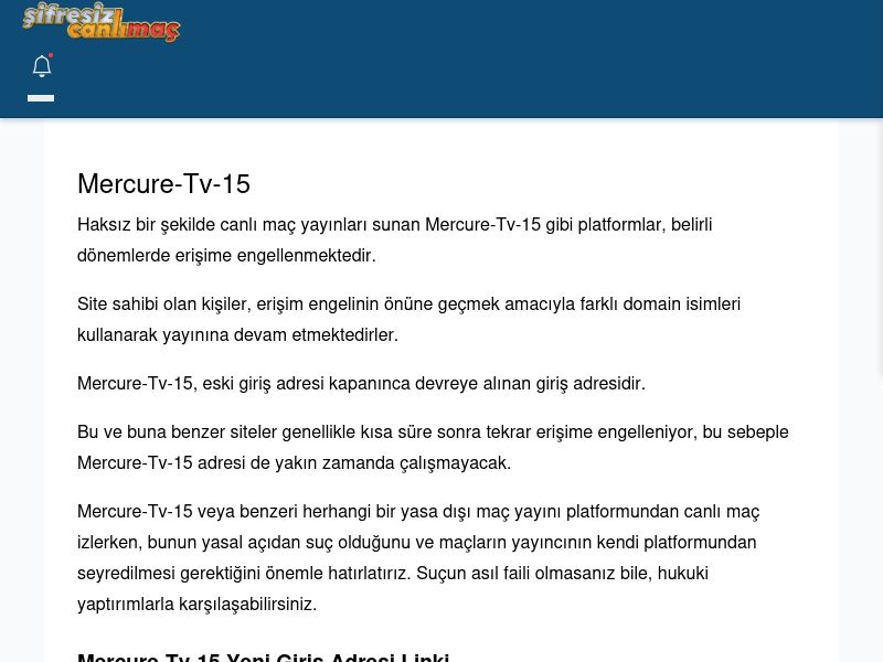 Mercure-Tv-15 Giriş Linki - Şifresiz canlı maç izle - Ekran Görüntüsü