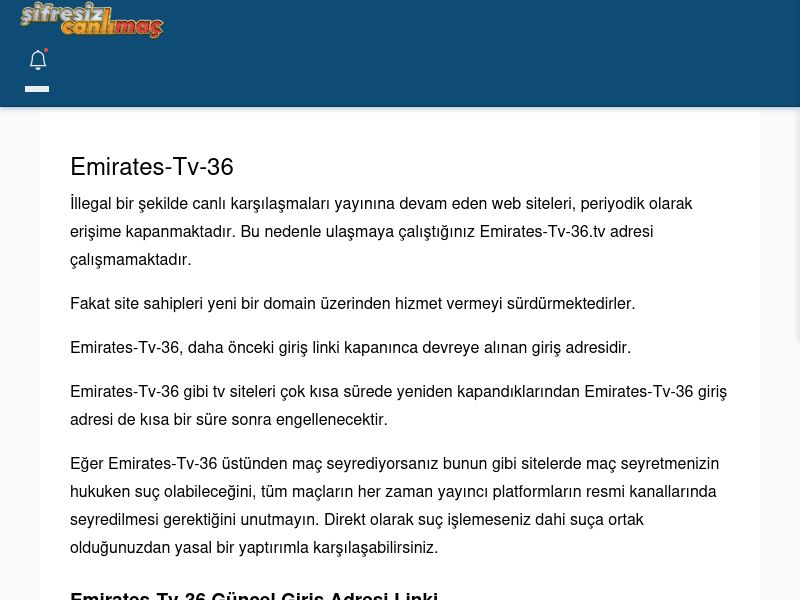 Emirates-Tv-36 Maç İzle - Şifresiz canlı maç izle - Ekran Görüntüsü