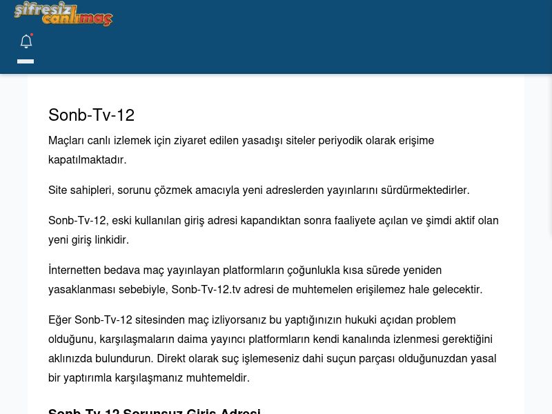 Sonb-Tv-12 Canlı Maç İzle - Şifresiz canlı maç izle - Ekran Görüntüsü