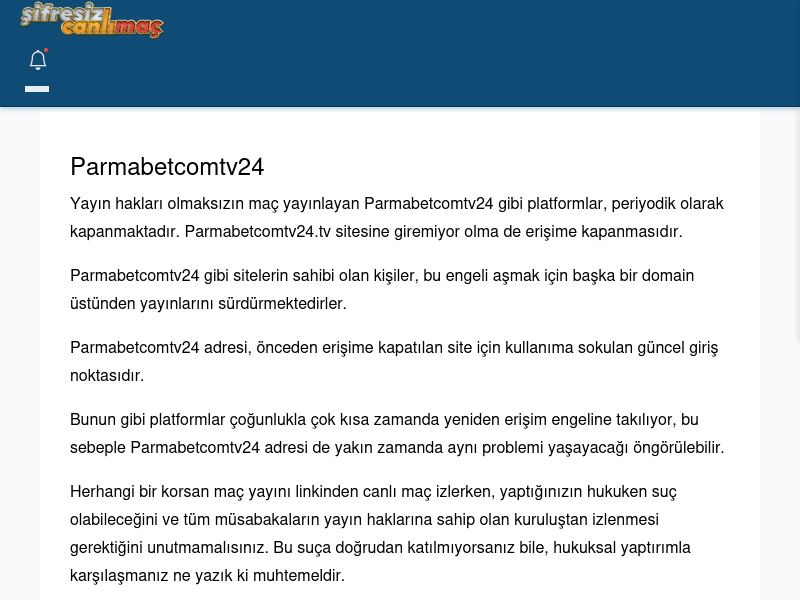 Parmabetcomtv24 Güncel Giriş - Şifresiz canlı maç izle - Ekran Görüntüsü