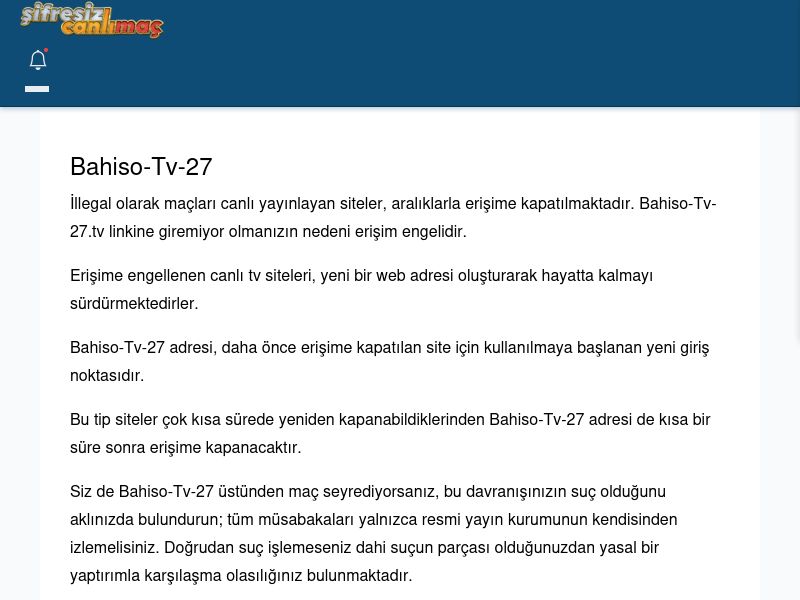 Bahiso-Tv-27 Giriş Linki - Şifresiz canlı maç izle - Ekran Görüntüsü