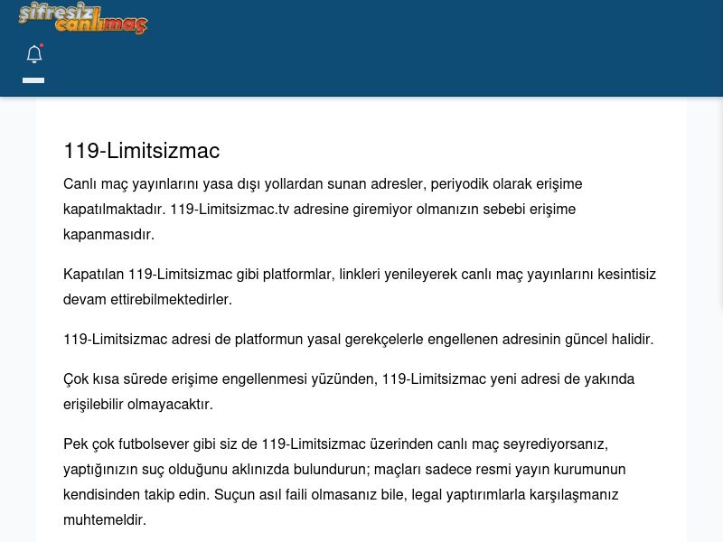 119-Limitsizmac Giriş Linki - Şifresiz canlı maç izle - Ekran Görüntüsü