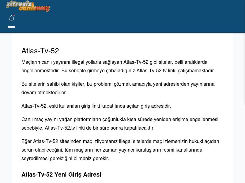 Atlas-Tv-52 Maç İzle - Şifresiz canlı maç izle - Ekran Görüntüsü