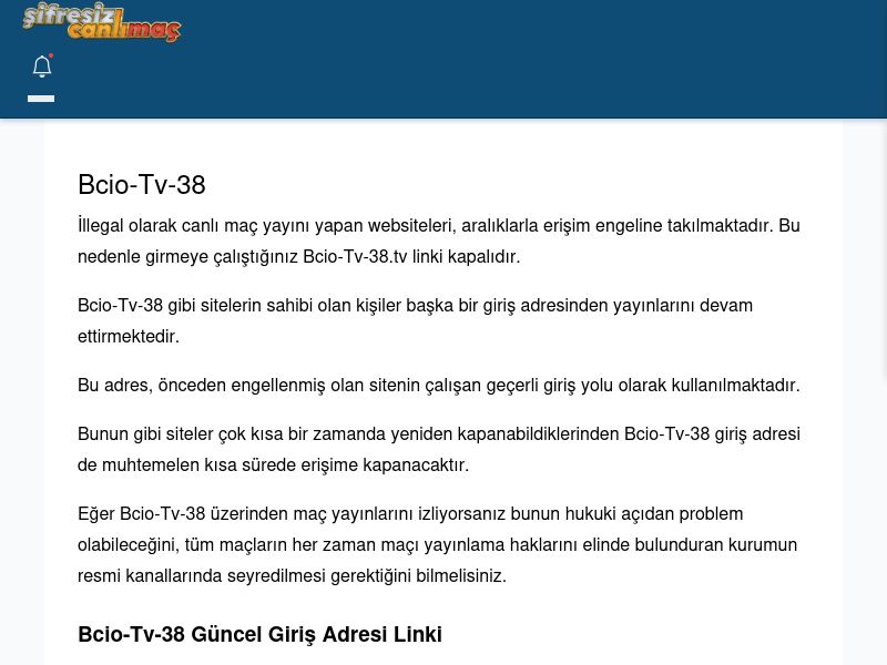 Bcio-Tv-38 Maç İzle - Şifresiz canlı maç izle - Ekran Görüntüsü