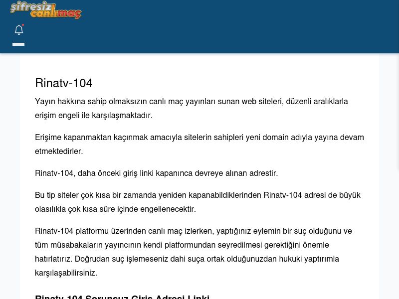 Rinatv-104 Giriş Linki - Şifresiz canlı maç izle - Ekran Görüntüsü