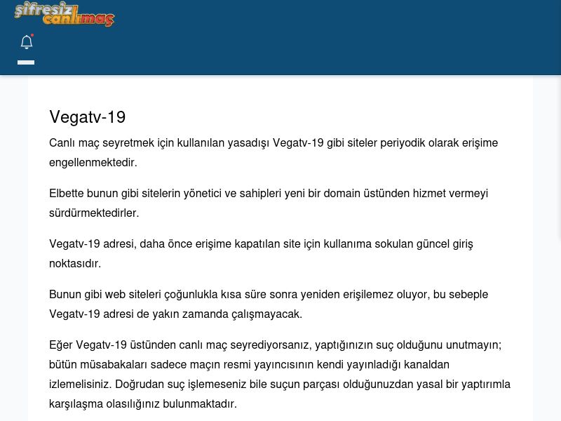 Vegatv-19 Canlı Maç İzle - Şifresiz canlı maç izle - Ekran Görüntüsü
